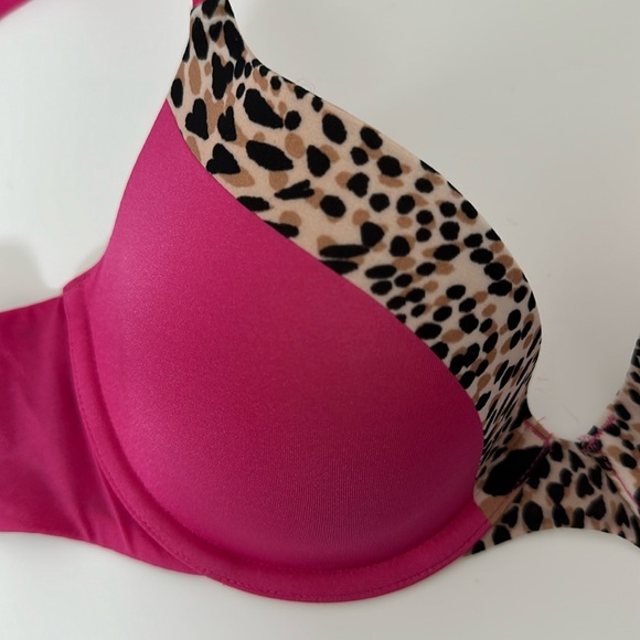 Victoria’s Secret Biofit Demi uplift bra 34C pink with leopard trim - Picture 6 of 7